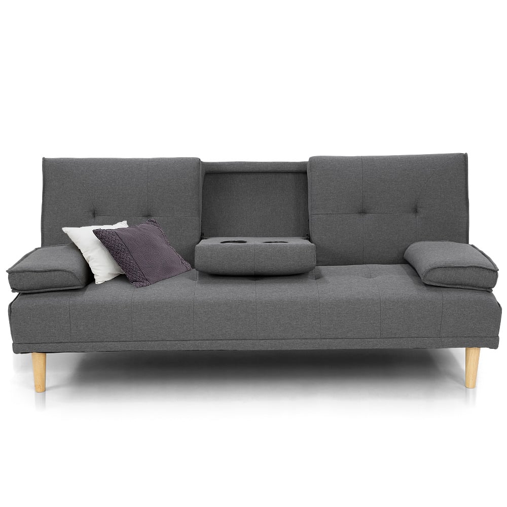 Finestrat dark grey linen sofa bed in a modern living room