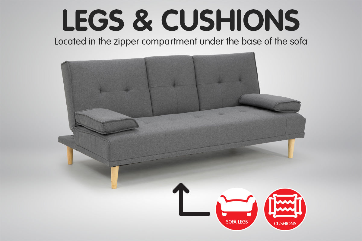 Finestrat 3 Seater Sofa Bed, Dark Grey