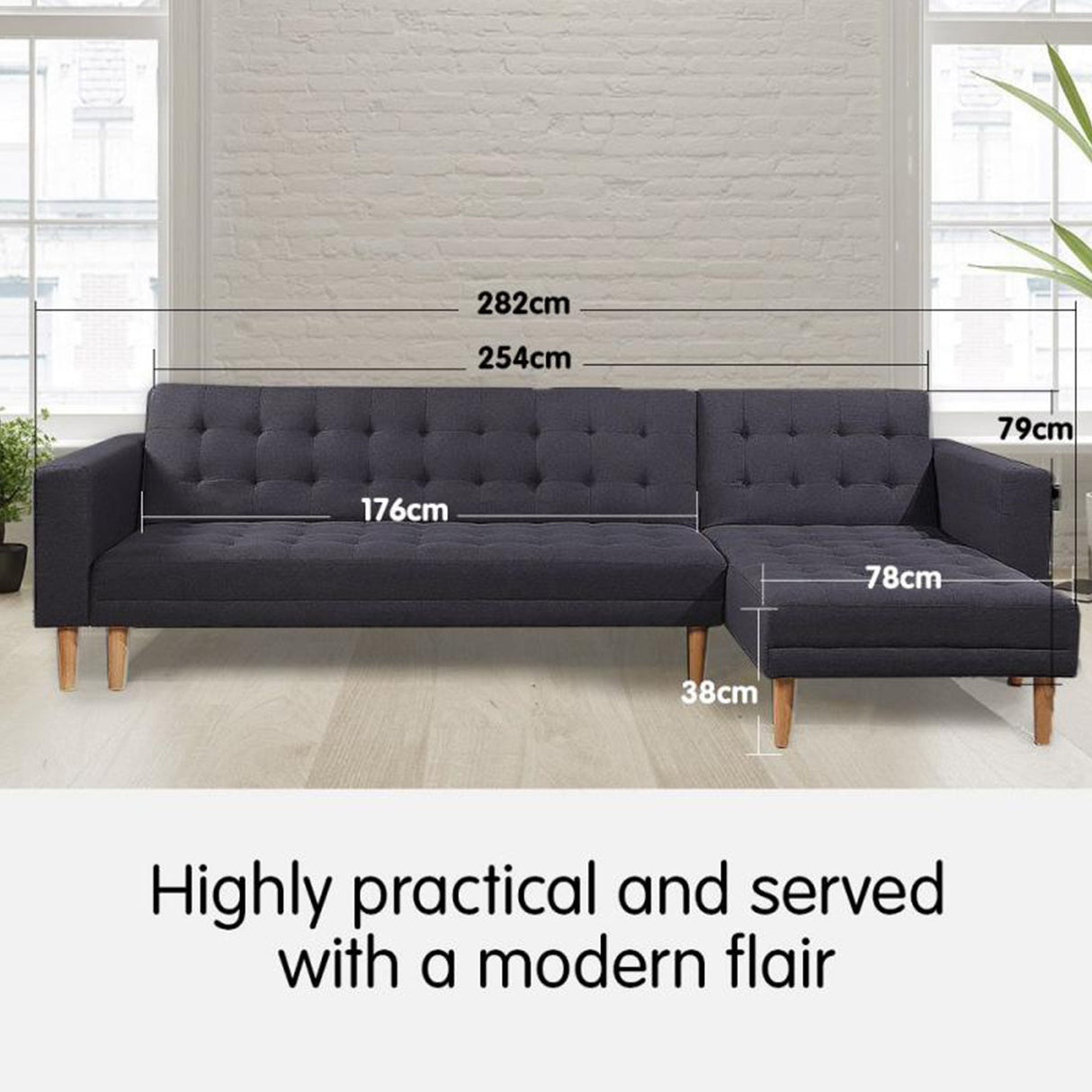 Guardamar Corner Sofa, Dark Grey
