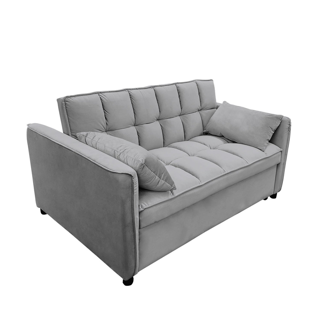 Sarantino QUINCY 2-Seater Velvet Sofa Bed — Dark Grey, Wooden Frame, Tufted — Allure Home Collections