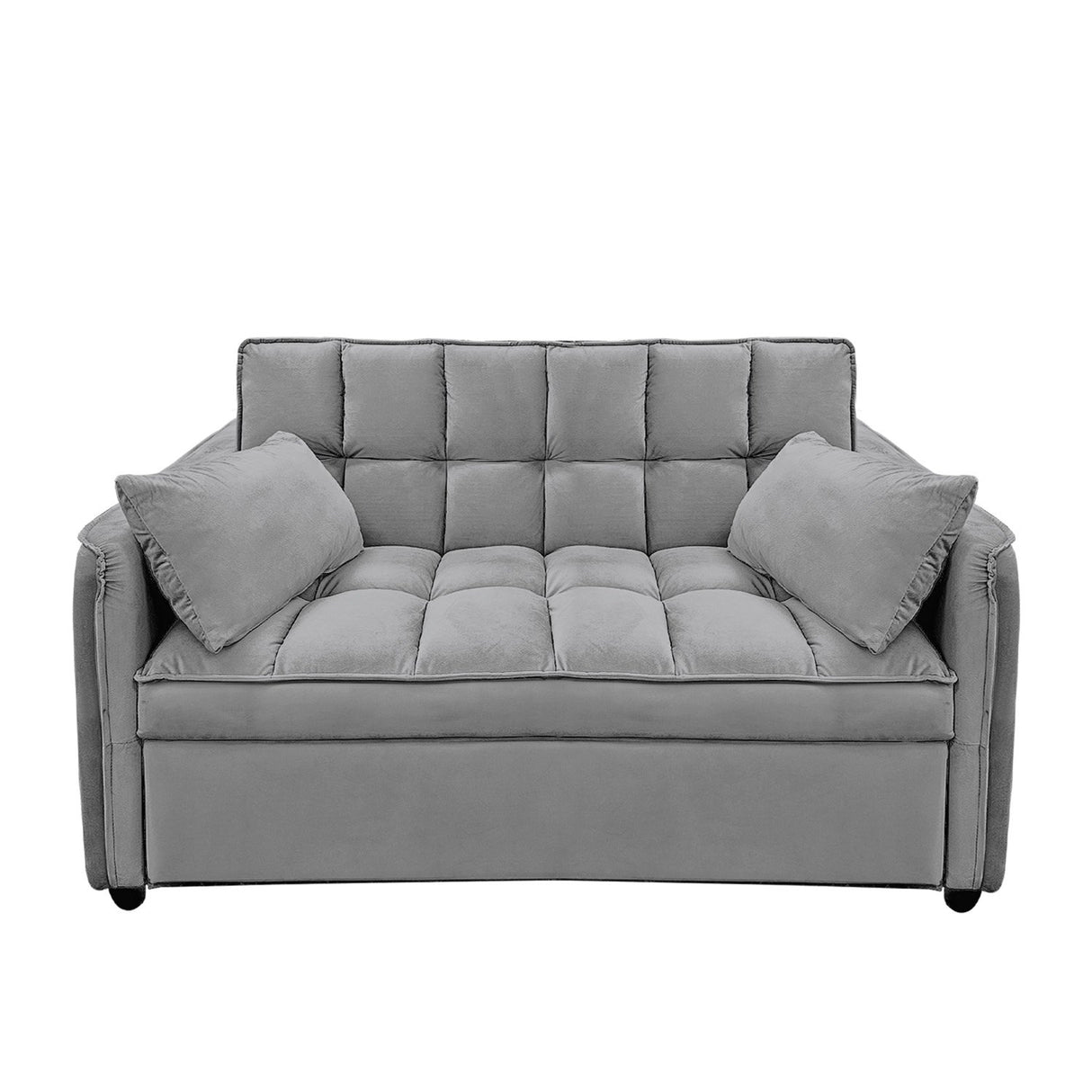 Sarantino QUINCY 2-Seater Velvet Sofa Bed — Dark Grey, Wooden Frame, Tufted — Allure Home Collections