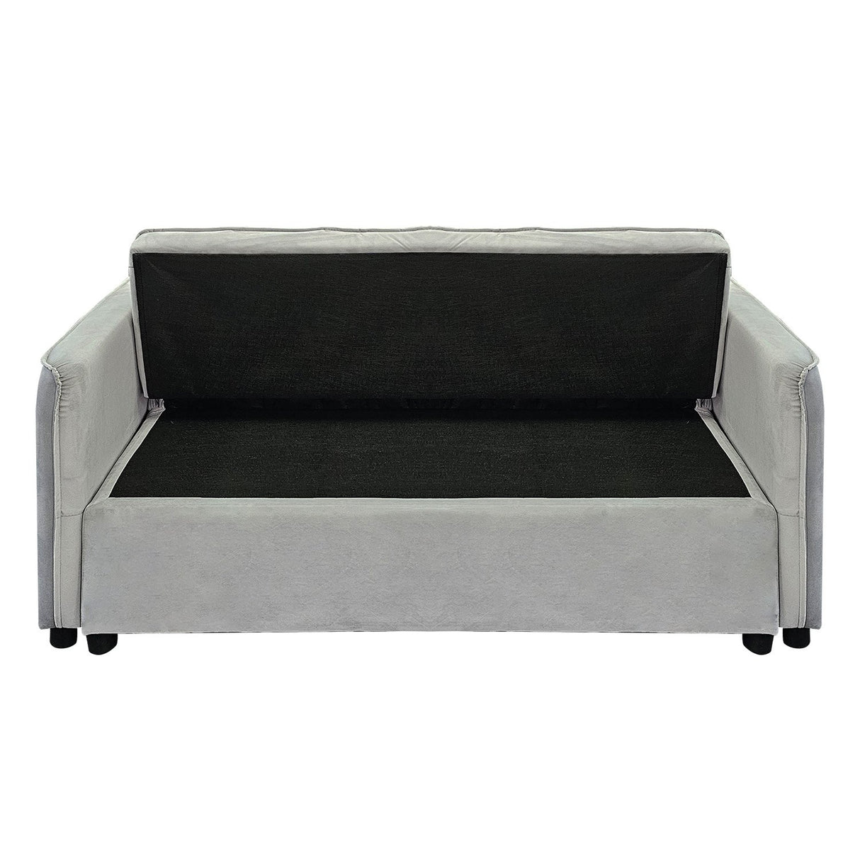 Sarantino QUINCY 2-Seater Velvet Sofa Bed — Light Grey, Wooden Frame, Tufted — Allure Home Collections