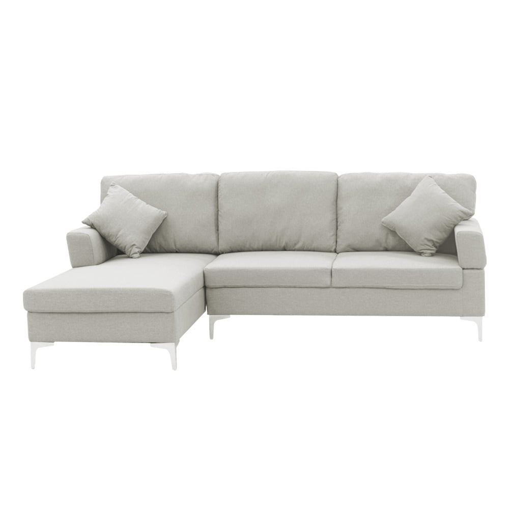 Torrevieja light grey linen corner sofa in a modern living room