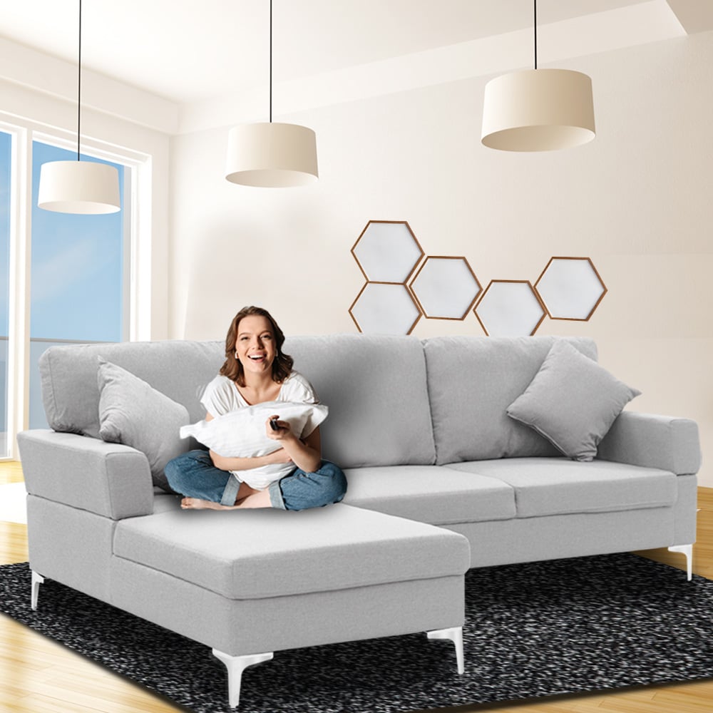 Torrevieja 3 Seater Corner Sofa, Light Grey