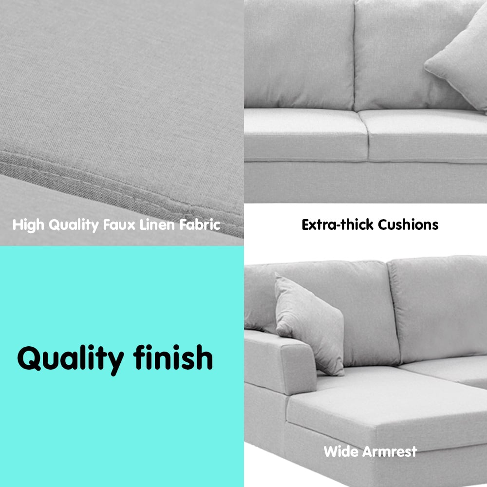 Torrevieja 3 Seater Corner Sofa, Light Grey