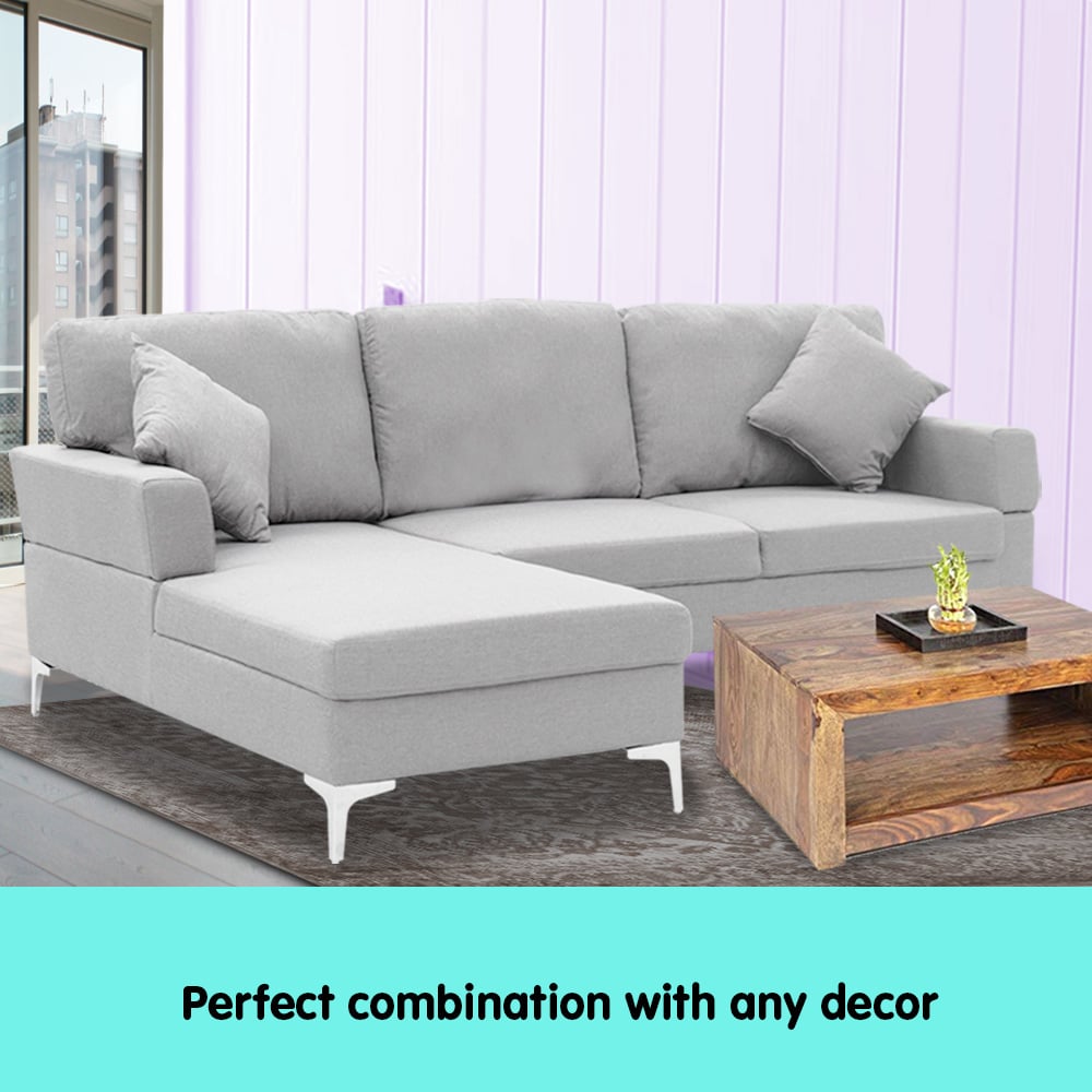 Torrevieja 3 Seater Corner Sofa, Light Grey