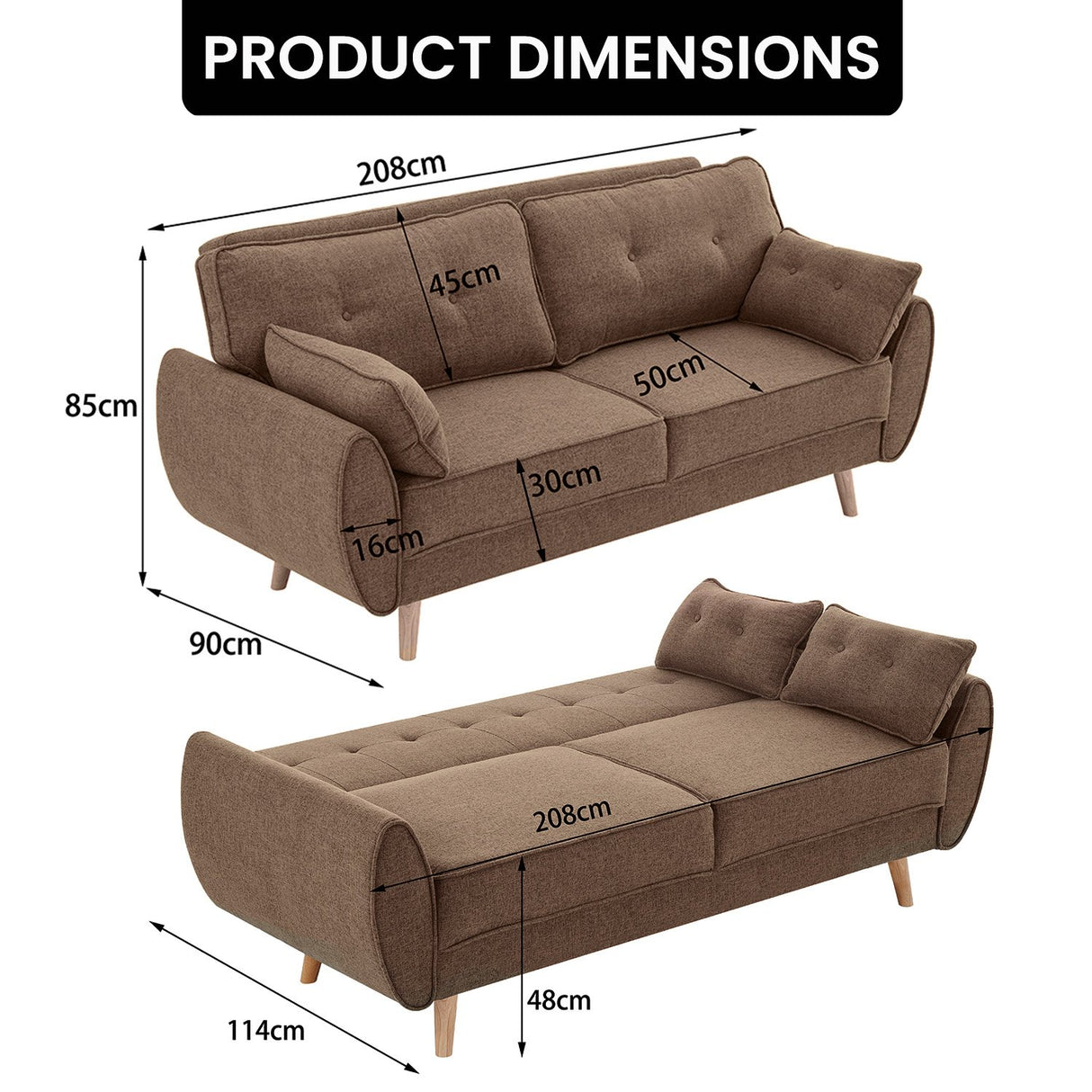 Xabia 3 Seater Sofa Bed