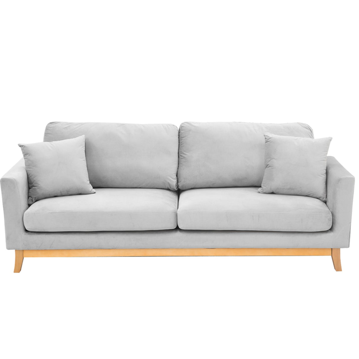 Teulada light grey faux velvet sofa bed in a modern living room