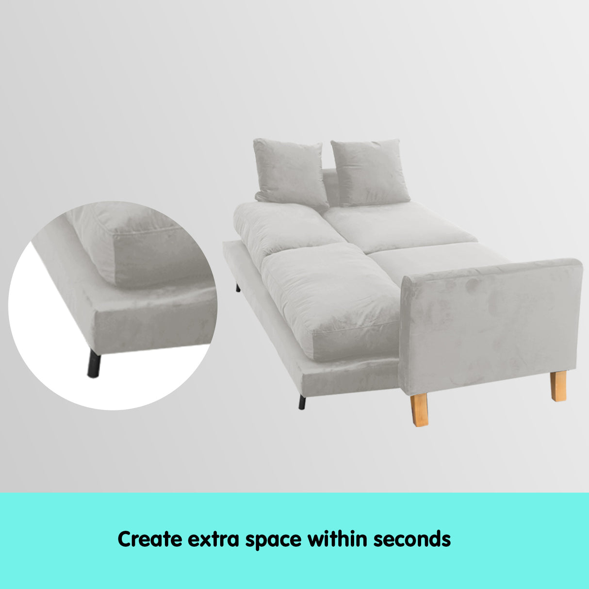 Teulada 3 Seater Sofa Bed, Light Grey