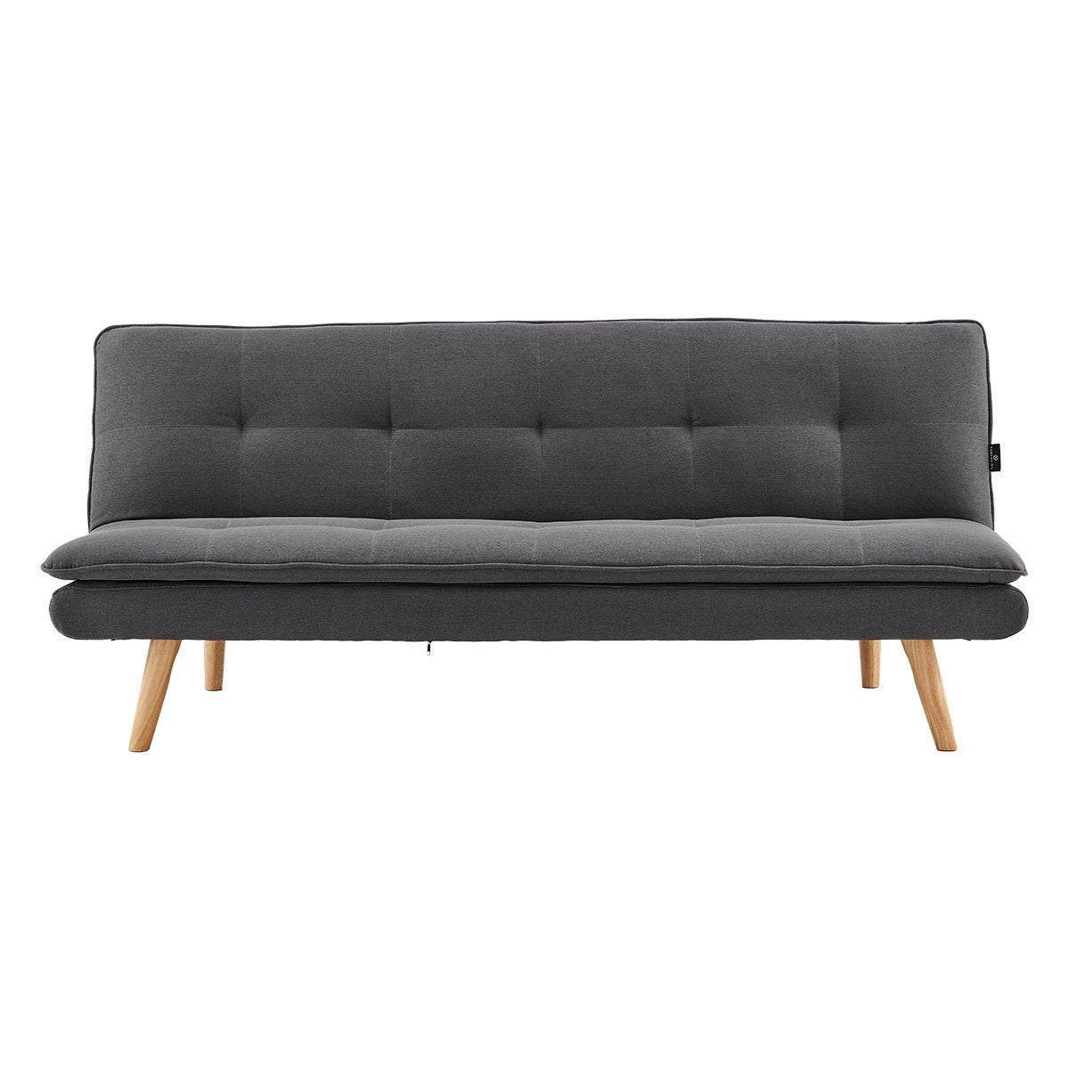 Sarantino 3-Seater Linen Sofa Bed with Curved Design — Dark Grey, Wooden Legs — Allure Home Collections