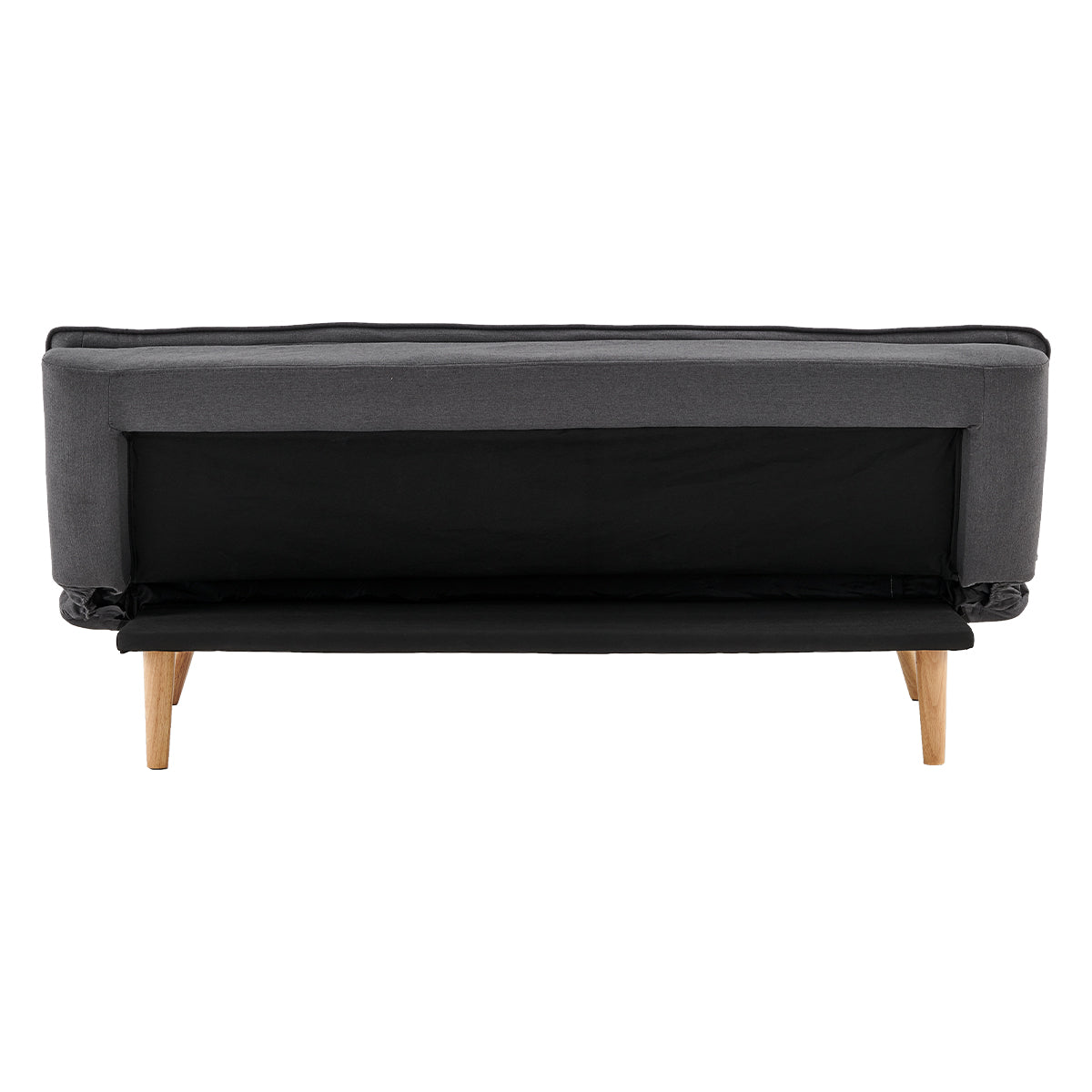 Sarantino 3-Seater Linen Sofa Bed with Curved Design — Dark Grey, Wooden Legs — Allure Home Collections