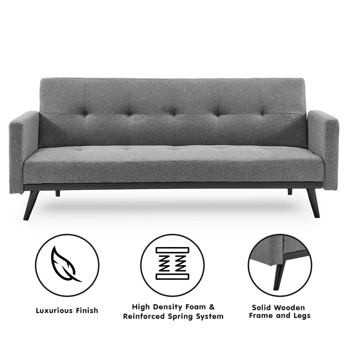 Campello 3 Seater Sofa Bed, Light Grey