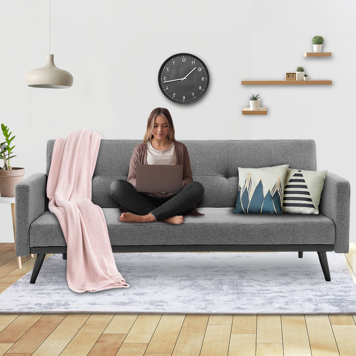 Campello 3 Seater Sofa Bed, Light Grey