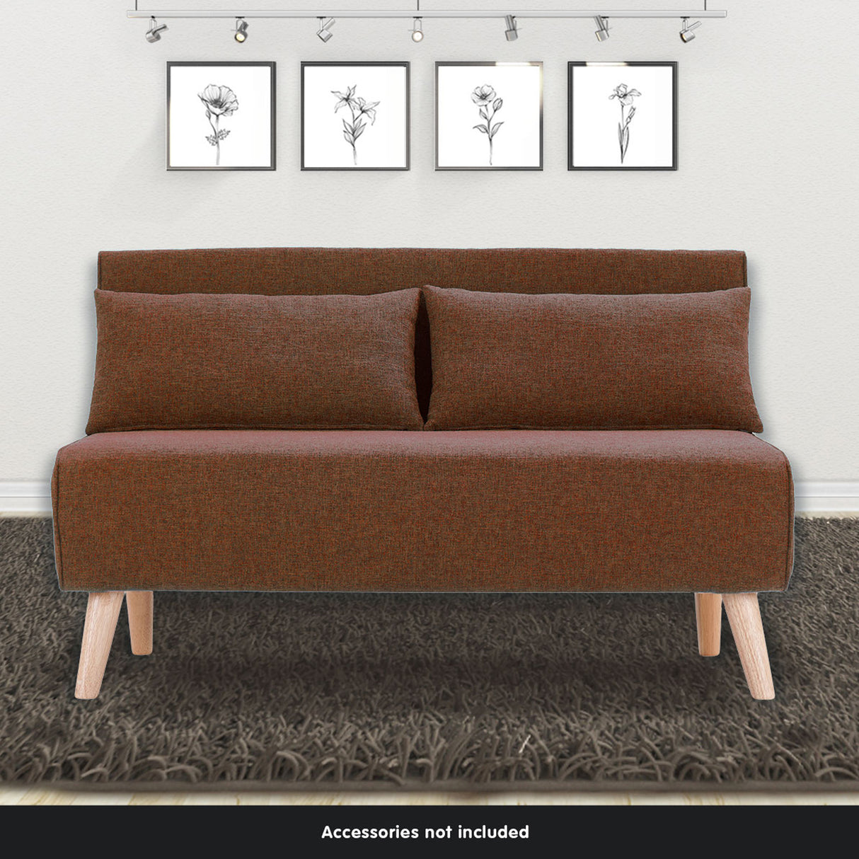 Sarantino 2-Seater Adjustable Sofa Bed - Brown