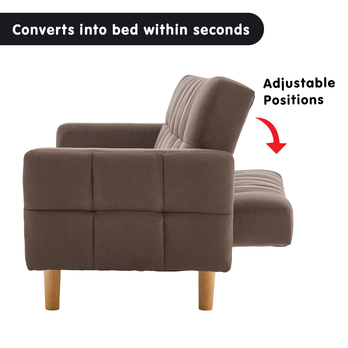 Sarantino Modern Brown 3-Seater Sofa Bed