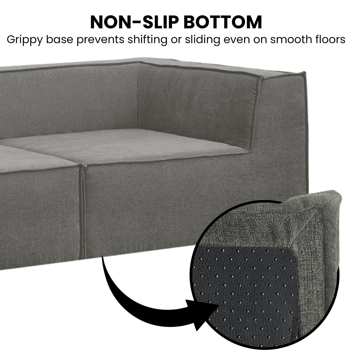 Sarantino NOVI 3-Seater Modular Sofa with Ottoman — Grey, Non-Slip Base — Allure Home Collections