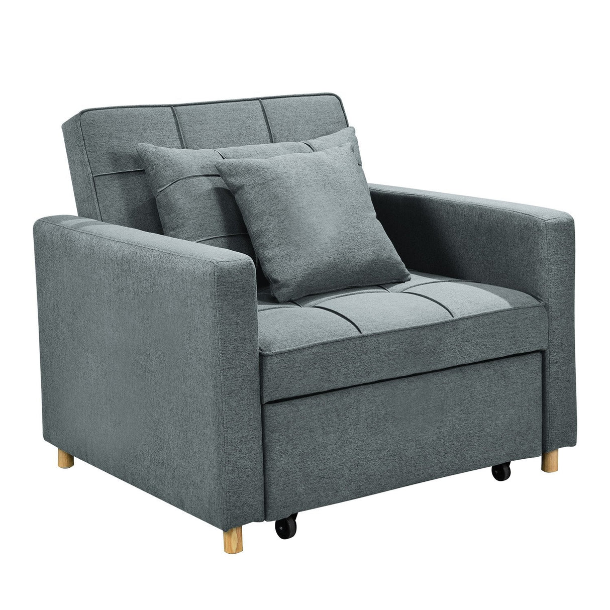 Santa Pola airforce blue linen sofa bed in a modern living room