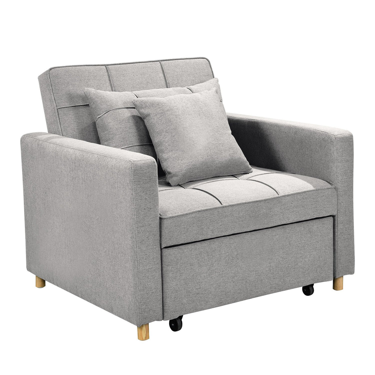 Santa Pola light grey linen sofa bed in a modern living room