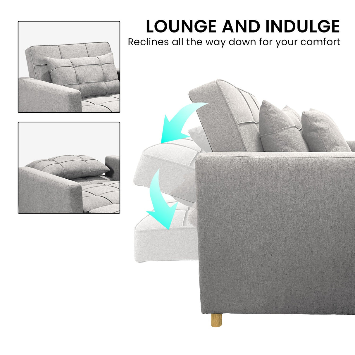 Sarantino Suri 3-in-1 Convertible Sofa Chair Bed in Grey Sarantino
