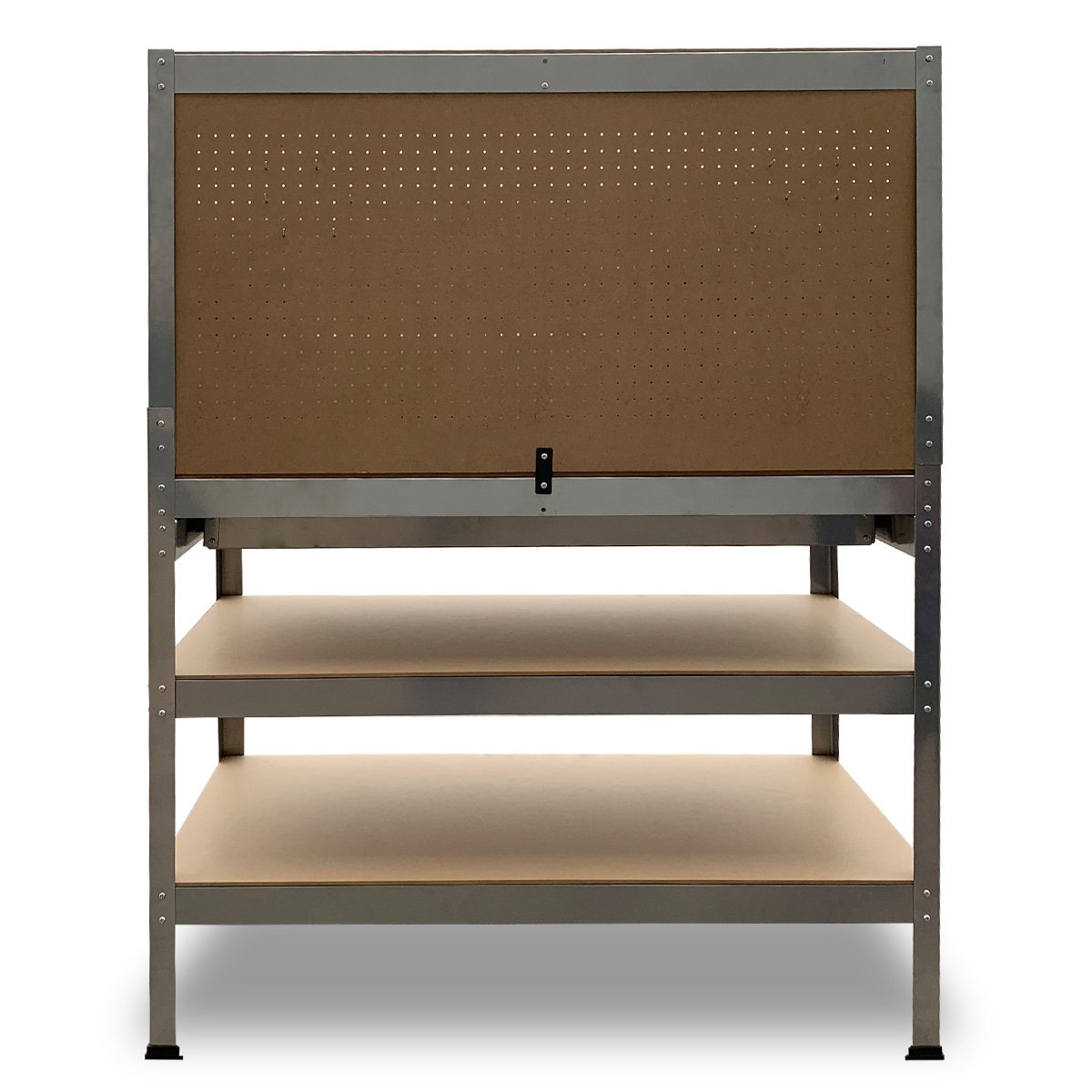 Workbench with Pegboard and Drawer, 120cm Silver