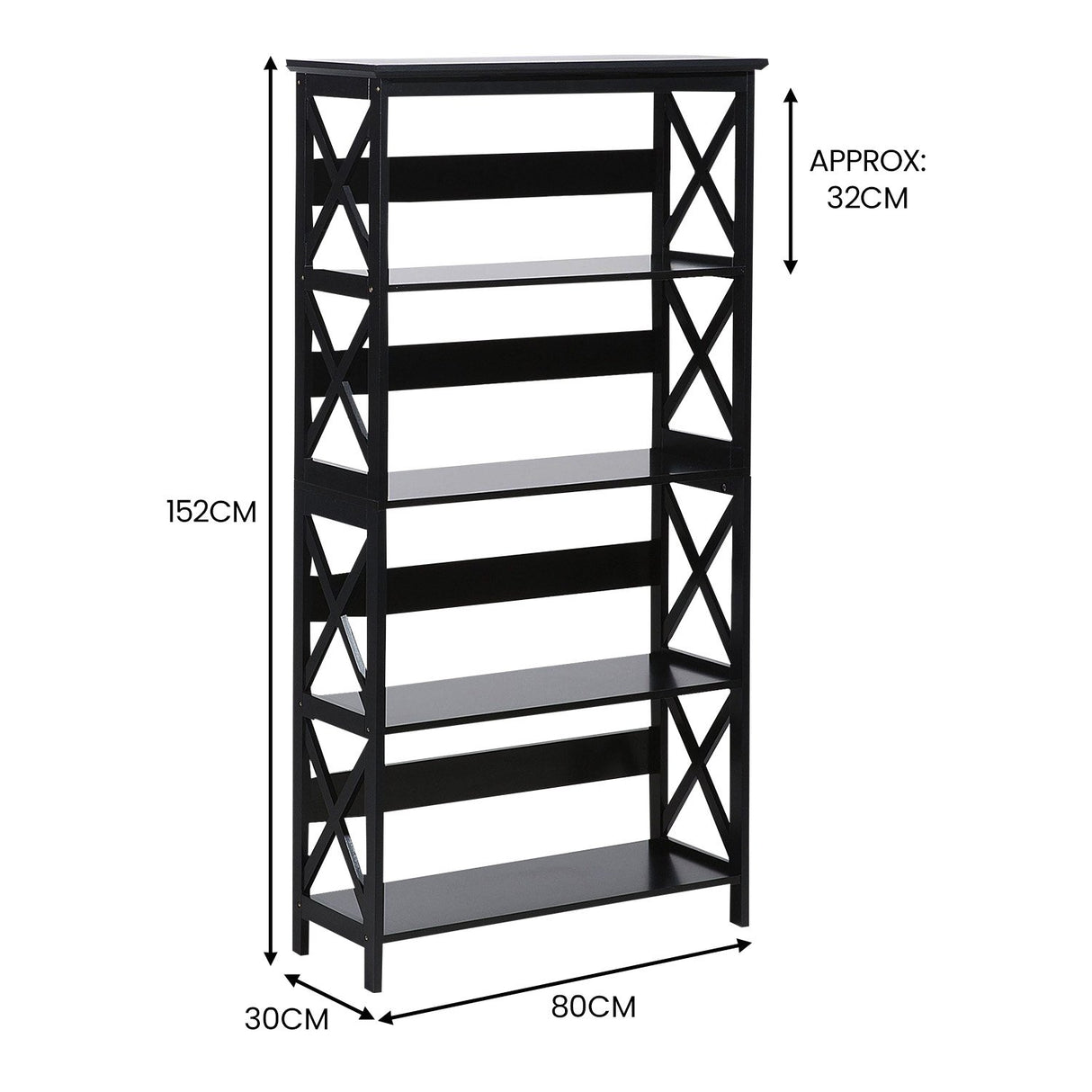 Sarantino Daphne 5-Tier Modern Bookshelf