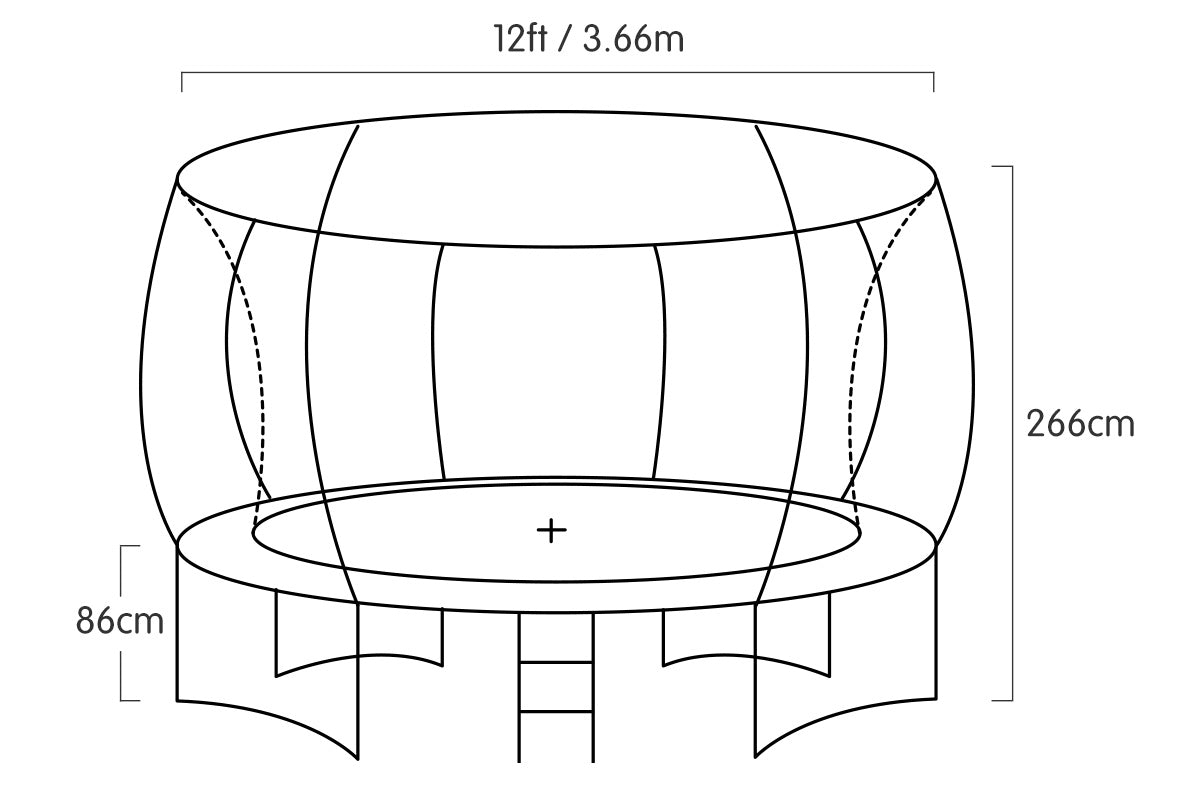 Lammermoor Round Trampoline with Rainbow Pad, Enclosure and Ladder, 12ft