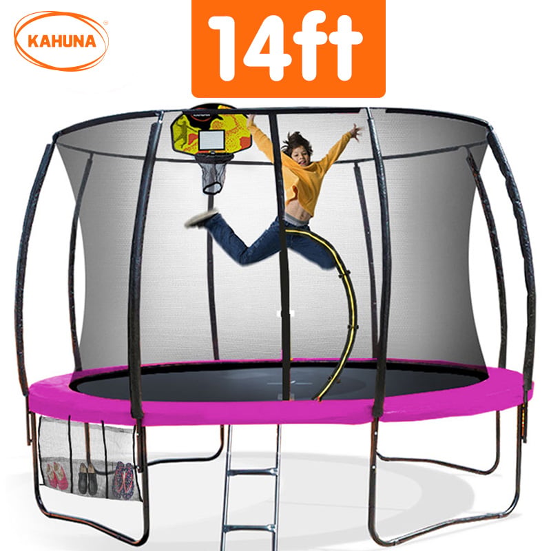 Rosslyn Round Trampoline with Basketball Set, Enclosure and Ladder, 14ft