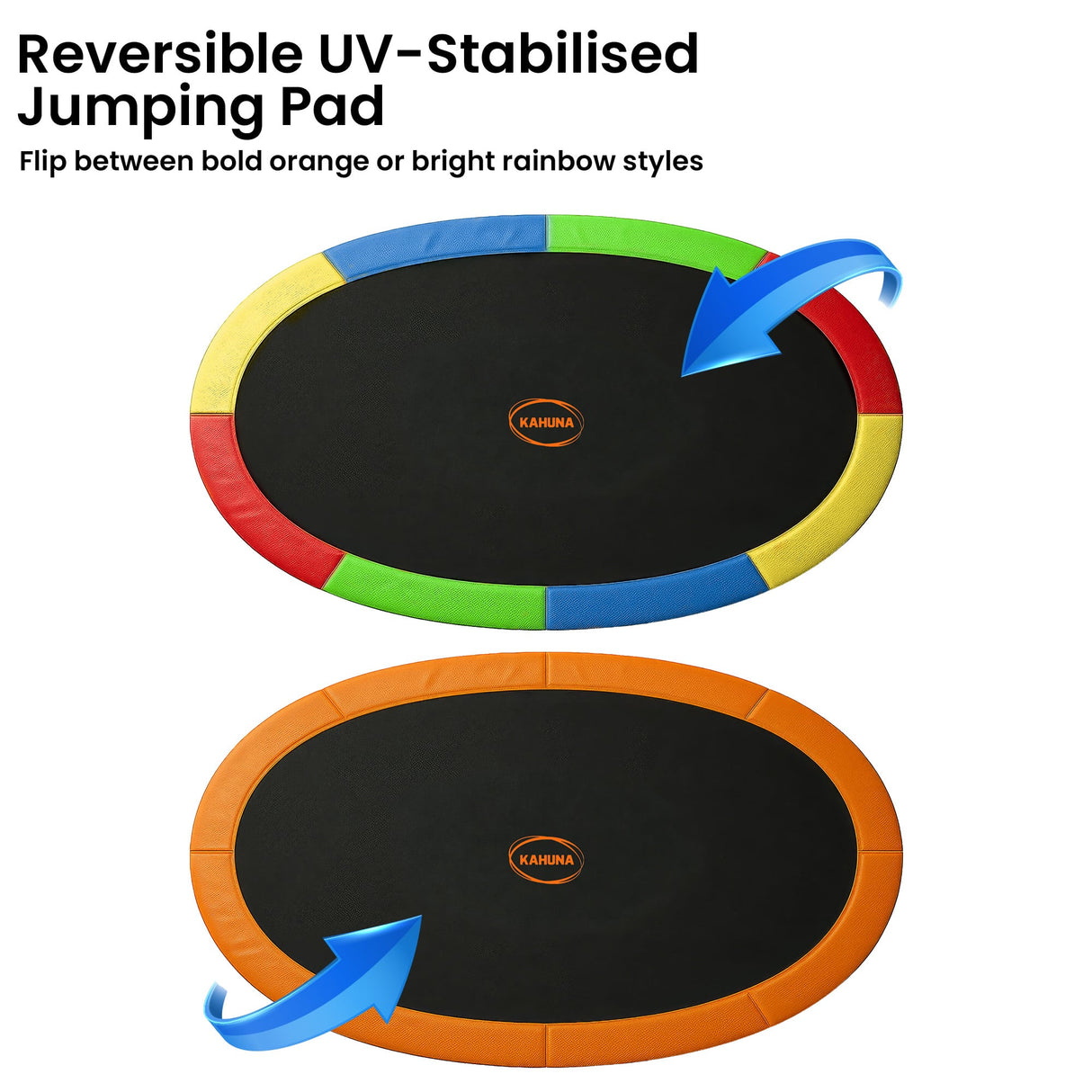 Zilzie Oval Trampoline with Reversible Pad, Basketball Set and Ladder, 10ft x 15ft