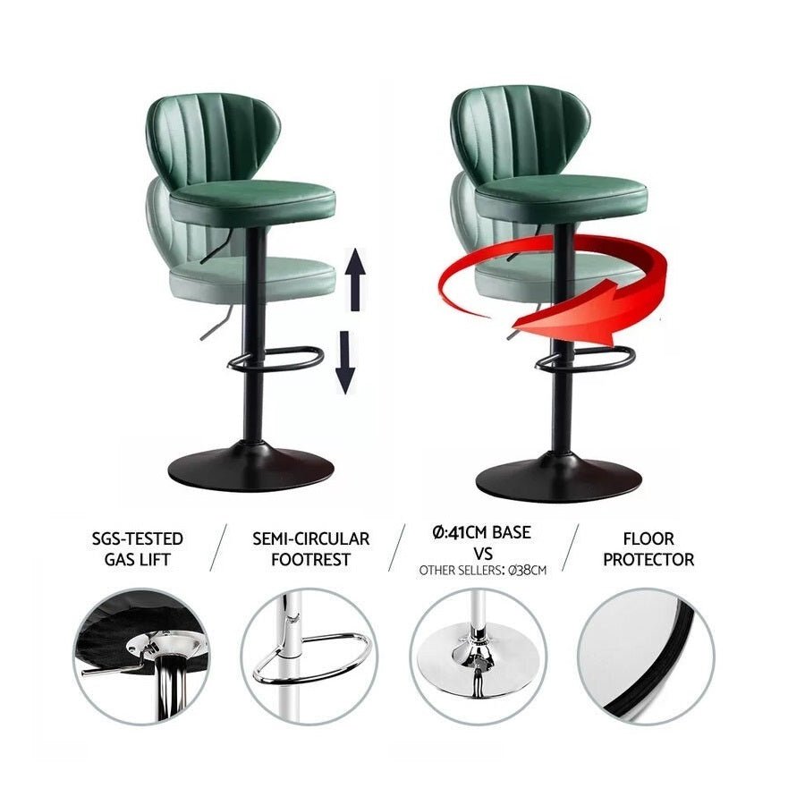 Elegant Brown Leather Swivel Bar Stools