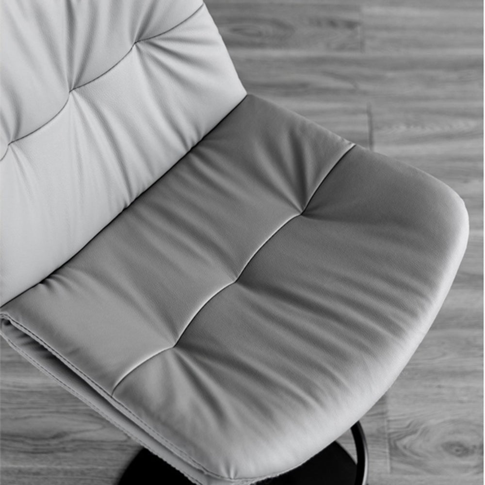 Sleek Grey Leather Swivel Bar Stools