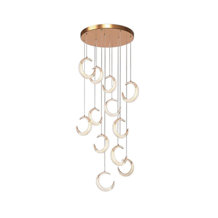 Moon Staircase Chandelier Dimmable 12 Light Gold