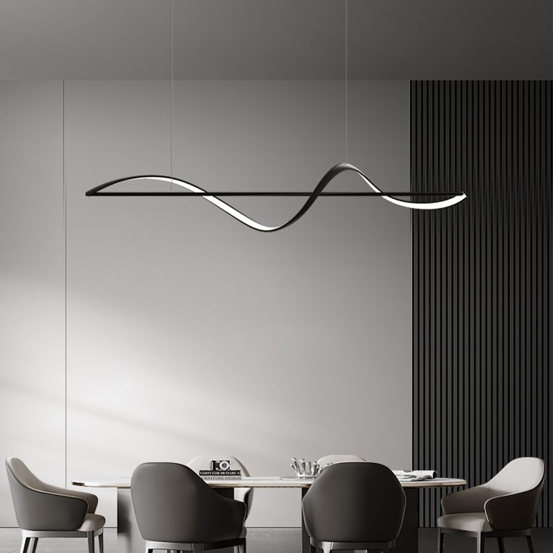 BAMDECOR A36 Dimmable LED Linear Chandelier in Black — 140cm — Allure Home Collections