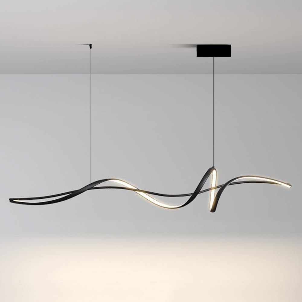 Modern Linear LED Pendant Light Dimmable 160cm Black