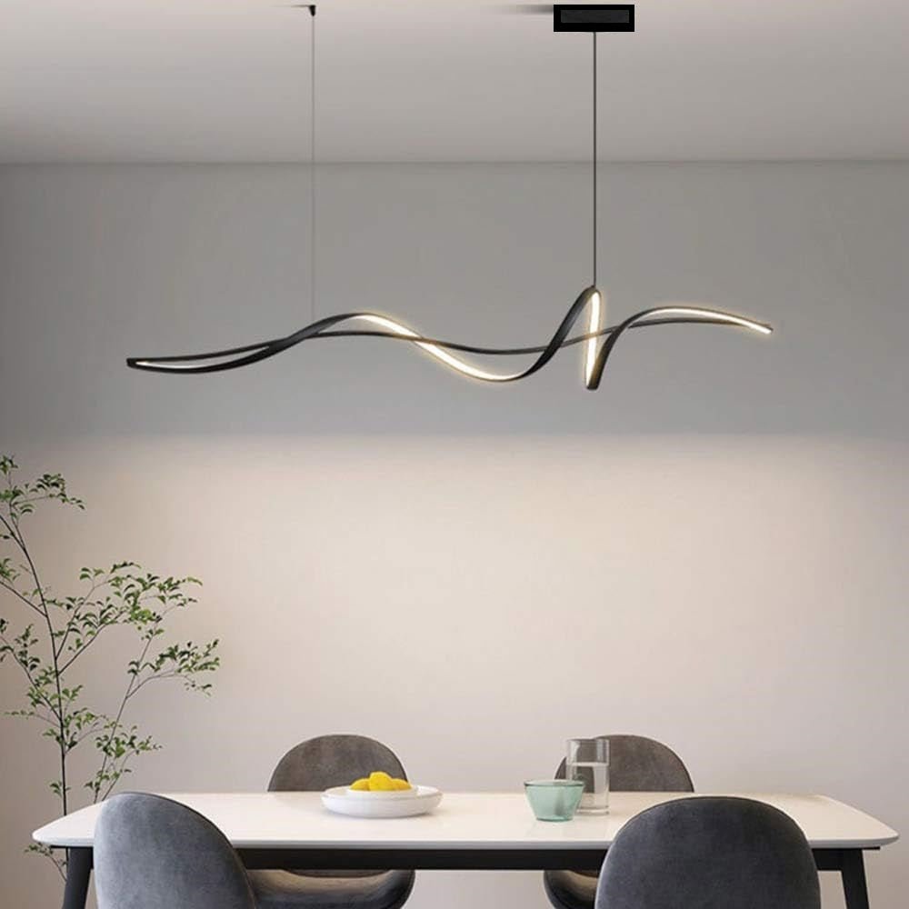 Modern Linear LED Pendant Light Dimmable 160cm Black