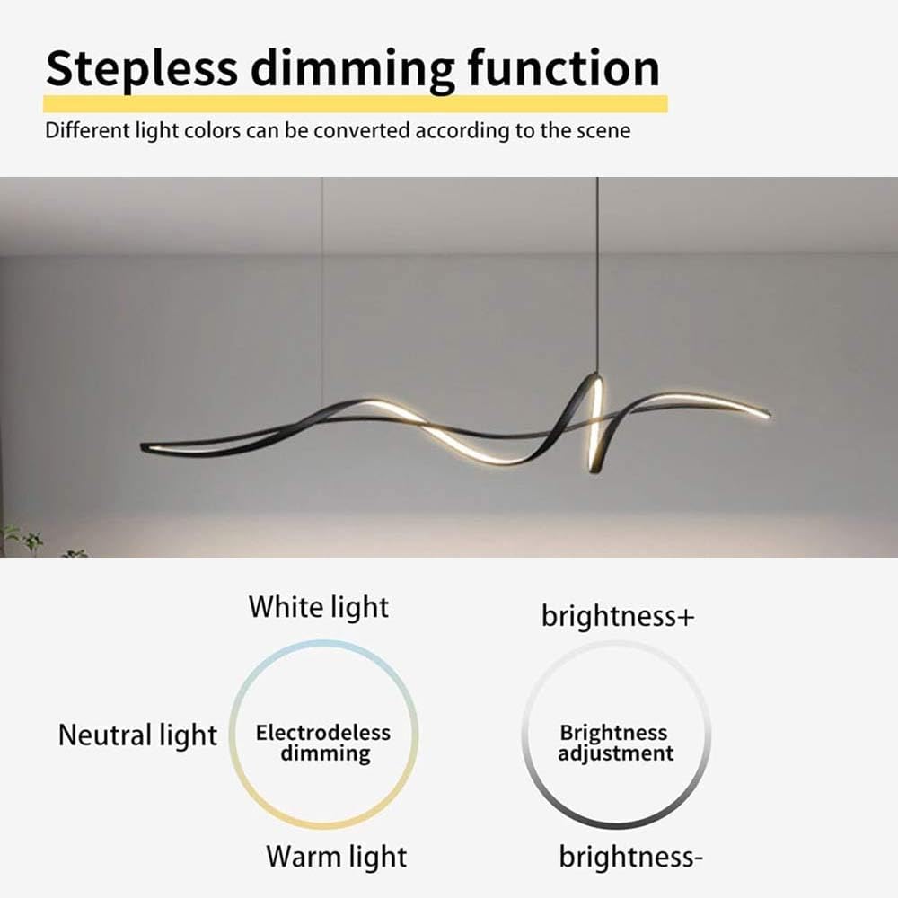 Modern Linear LED Pendant Light Dimmable 160cm Black