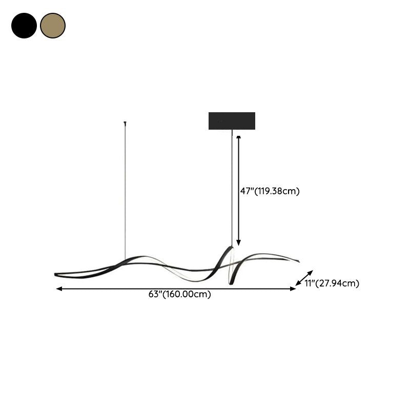 Modern Linear LED Pendant Light Dimmable 160cm Black