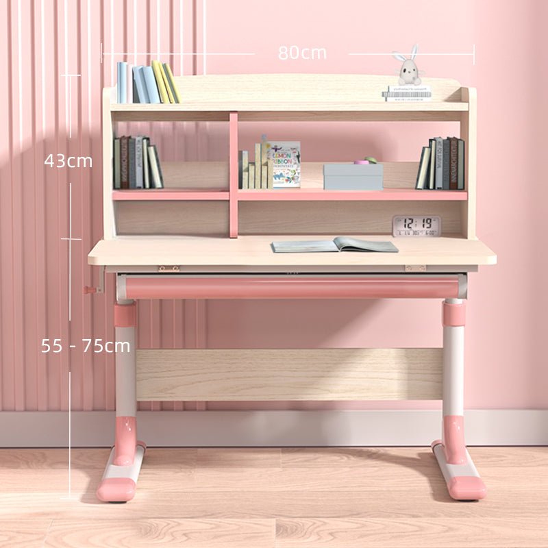Kids Height Adjustable Study Desk and Chair Set, Pink