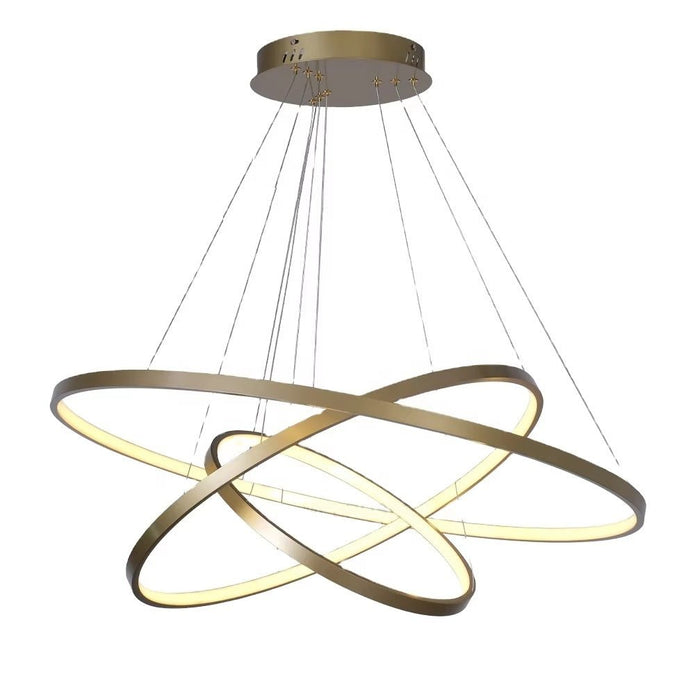 Modern LED Ring Chandelier Dimmable 3 Rings Gold