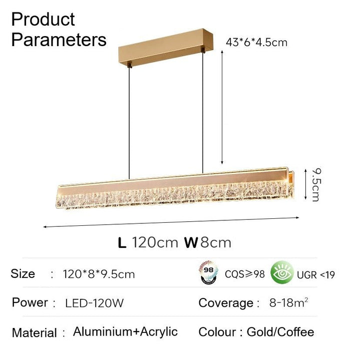 Coffee Nordic long linear acrylic pendant light, view 7