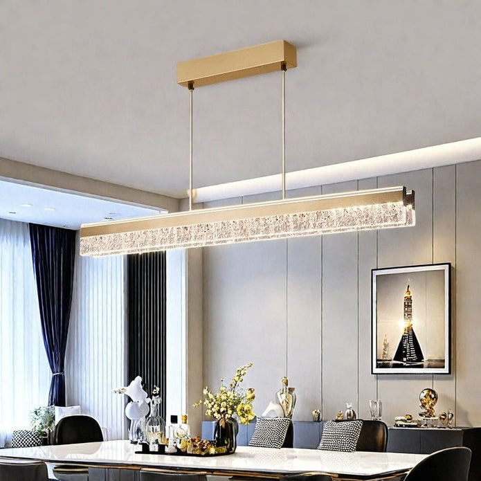 Gold Nordic long linear acrylic pendant light, view 3