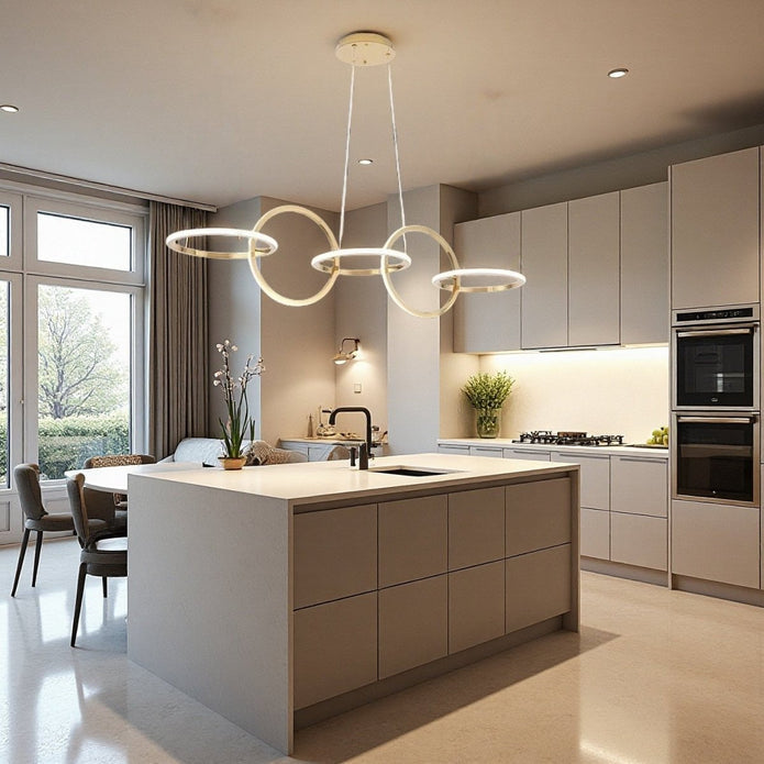 Gold Ring LED Pendant Light Dimmable 120cm