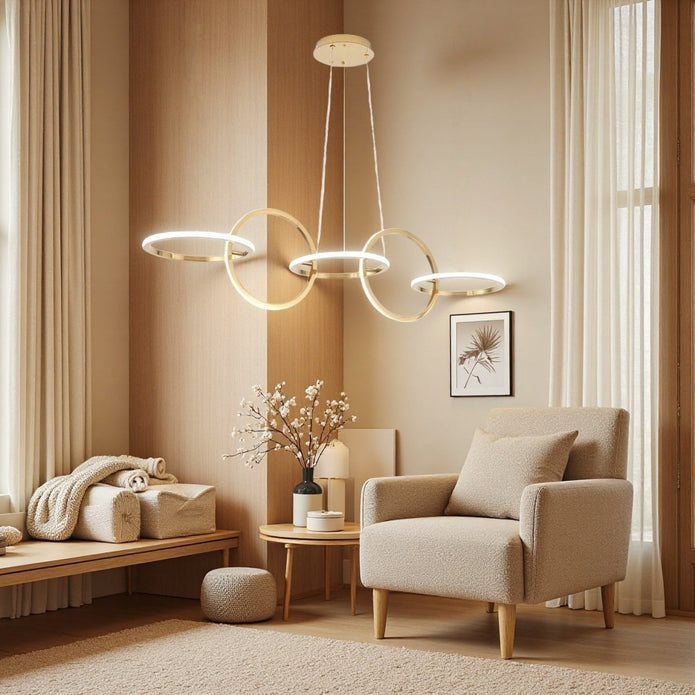Gold Ring LED Pendant Light Dimmable 120cm