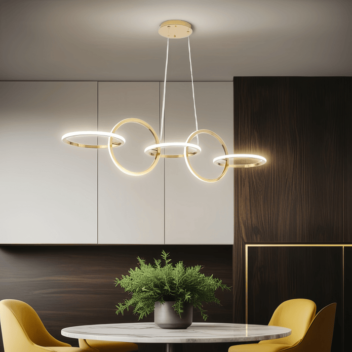 Gold Ring LED Pendant Light Dimmable 120cm