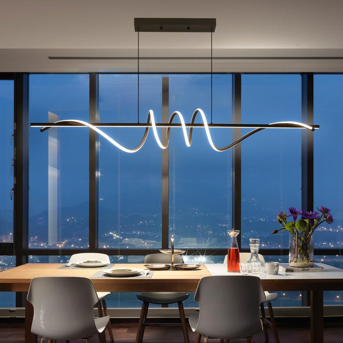 Linear LED Pendant Light, Black, 180cm