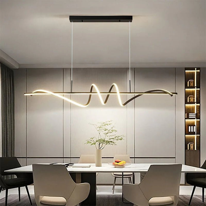 Linear LED Pendant Light, Black, 180cm