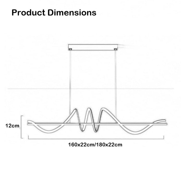 Linear LED Pendant Light, Black, 180cm
