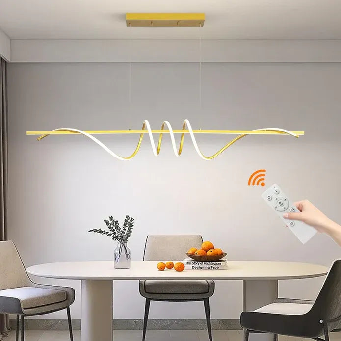 Linear LED Pendant Light, Gold, 180cm