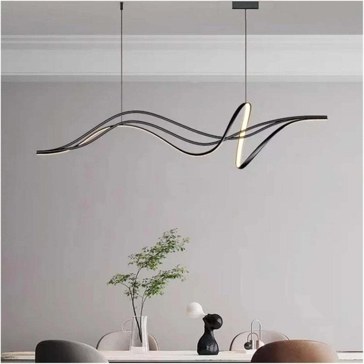 Modern Minimalist LED Pendant Light Dimmable Black 1.6 Metres
