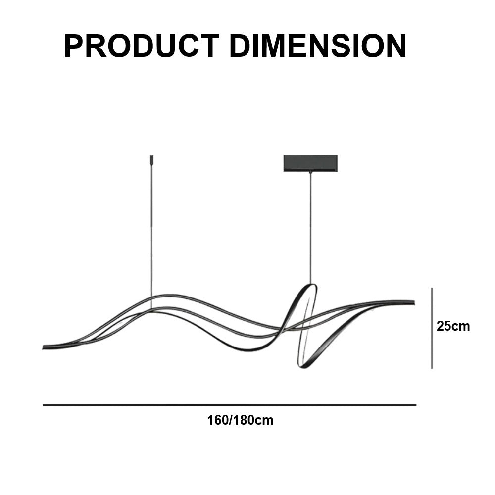 Modern Minimalist LED Pendant Light Dimmable Black 1.6 Metres