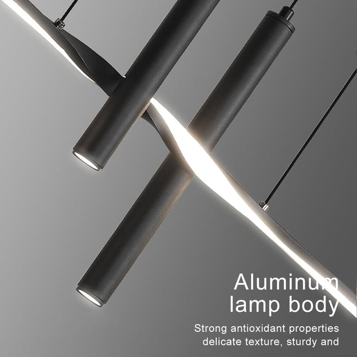 Modern Black Linear LED Pendant Light 150cm